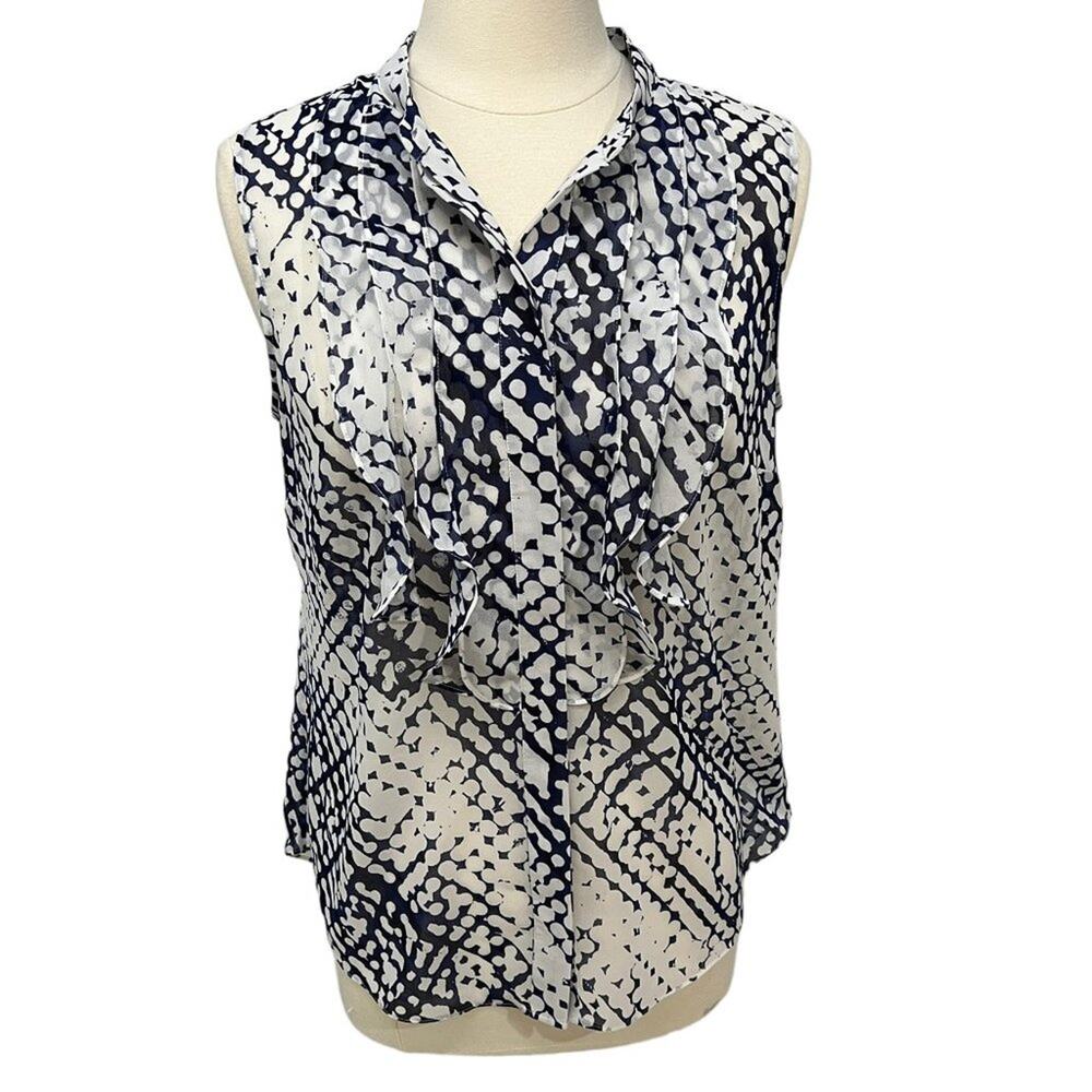 CABI Sleeveless Ruffle Blouse SZ MD